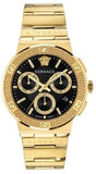 Versace Greca Chronograph Black Dial Gold Steel Strap Watch For Men - VEZ900421