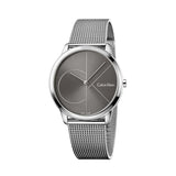 Calvin Klein Minimal Black Dial Silver Mesh Bracelet Watch for Men - K3M21123