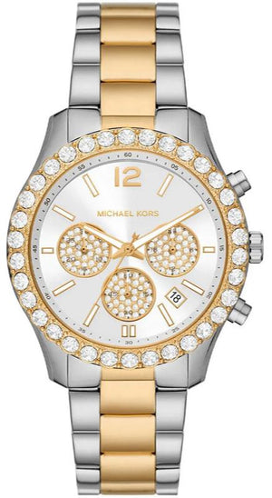 Michael Kors Berkley Chronograph Silver Dial Two Tone Steel Strap Watch For Women - MK7415