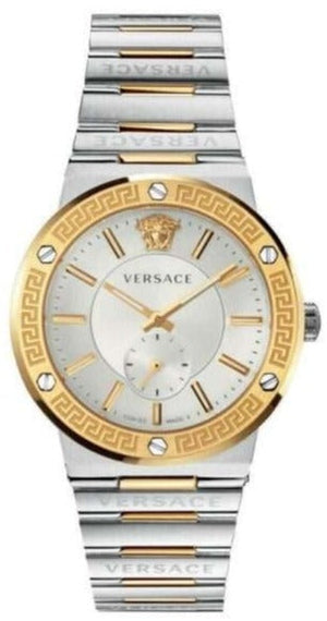 Versace Greca Silver Dial Two Tone Steel Strap Watch for Men - VEVI00320