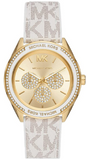 Michael Kors Jessa Multifunction Gold Dial White Leather Strap Watch For Women - MK7204