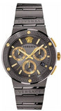 Versace Greca Icon Quartz Black Dial Black Steel Strap Watch For Men - VEZ900521