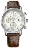 Tommy Hilfiger Kane Chronograph White Dial Brown Leather Strap Watch for Men - 1791400