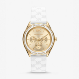 Michael Kors Jessa Quartz Gold Dial White Silicone Strap Watch For Women - MK7267