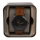 Fossil The Minimalist Black Dial Brown Leather Strap Watch for Men - FS5305