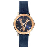 Versace Virtus Quartz Blue Dial Blue Leather Strap Watch for Women - VEHC00419