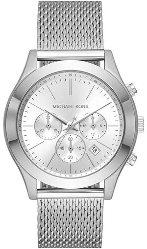 Michael Kors Slim Runway Chronograph Silver Dial Silver Mesh Bracelet Watch For Men - MK9059