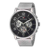 Tommy Hilfiger Chronograph Black Dial Silver Mesh Bracelet Watch for Men - 1791292