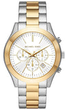 Michael Kors Slim Runway Chronograph White Dial Two Tone Steel Strap Watch For Women - MK8986