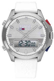 Tommy Hilfiger Digital Silver Dial White Silicone Strap Watch For Men - 1791764