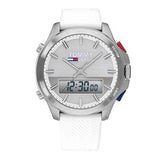 Tommy Hilfiger Digital Silver Dial White Silicone Strap Watch For Men - 1791764