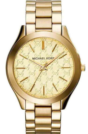 Michael Kors Slim Runway Gold Dial Gold Steel Strap Watch for Women - MK3335