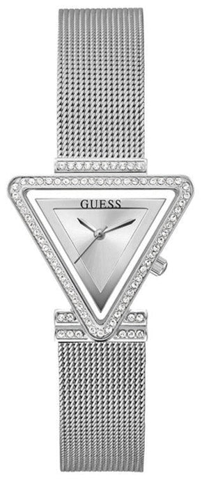 Guess Fame Diamonds Silver Dial Silver Mesh Bracelet Watch for Women - GW0508L1