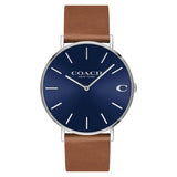 Coach Charles Blue Dial Brown Leather Strap Watch for Men - 14602151