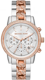 Michael Kors Ritz Chronograph Silver Dial Two Tone Steel Strap Watch For Women - MK6938