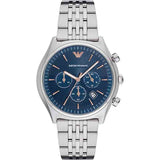 Emporio Armani Luigi Chronograph Quartz Blue Dial Silver Steel Strap Watch For Men - AR1974