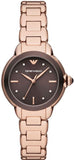 Emporio Armani Mia Quartz Brown Dial Rose Gold Steel Strap Watch For Women - AR11570