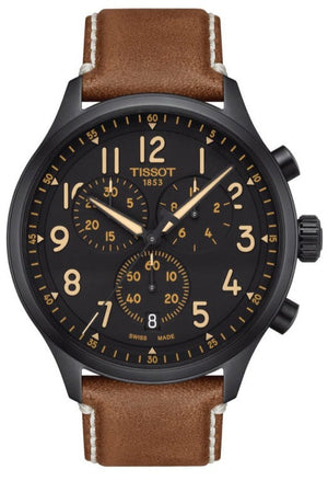 Tissot Chrono XL Quartz Black Dial Brown Leather Strap Watch For Men - T116.617.36.052.03