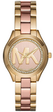 Michael Kors Mini Slim Runway Rose Gold Dial Two Tone Steel Strap Watch for Women - MK3650