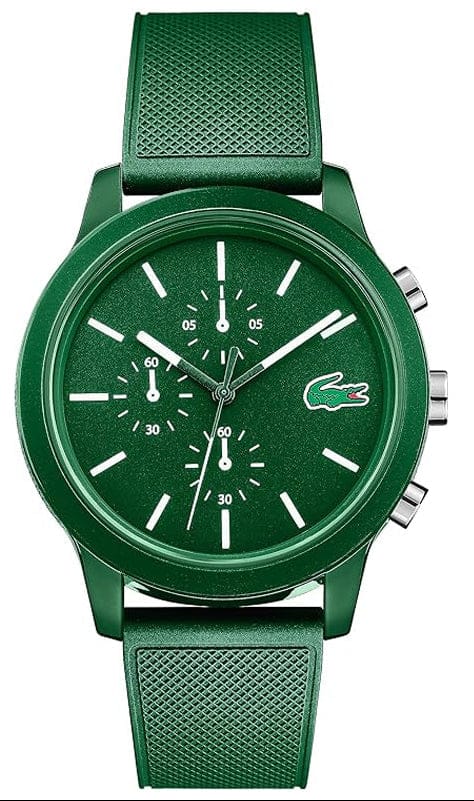 Lacoste 12.12 Chronograph Green Dial Green Silicone Strap Watch for Men - 2010973