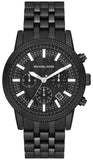 Michael Kors Hutton Chronograph Black Dial Black Steel Strap Watch For Men - MK9089