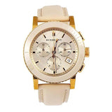 Burberry The City Chronograph Rose Gold Dial Beige Leather Strap Watch For Women - BU9702