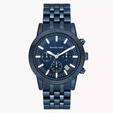 Michael Kors Hutton Chronograph Blue Dial Blue Steel Strap Watch For Men - MK9088