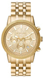 Michael Kors Hutton Chronograph Gold Dial Gold Steel Strap Watch For Men - MK8953