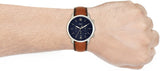 Fossil Neutra Chronograph Blue Dial Brown Leather Strap Watch for Men - FS5453