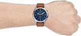 Fossil Forrester Chronograph Blue Dial Brown Leather Strap Watch for Men -  S5607