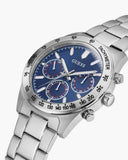 Guess Altitude Chronograph Blue Dial Silver Steel Strap Watch for Men - GW0329G1