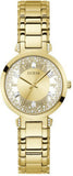 Guess Crystal Clear Analog Gold Dial Gold Steel Strap Watch for Women - GW0470L2