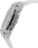 Guess Phoenix Polycarbonate Clear Multi-function Black Dial Clear Rubber Strap Watch for Men - GW0499G3