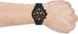 Fossil Nate Chrongraph Ion Plated Black Dial Black Steel Strap Watch for Men - JR1356