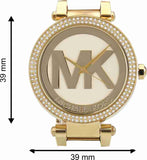 Michael Kors Parker Diamonds Gold Dial Gold Steel Strap Watch for Women - MK5784