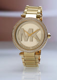 Michael Kors Parker Diamonds Gold Dial Gold Steel Strap Watch for Women - MK5784