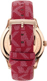 Michael Kors Runway Three-Hand Quartz Red Dial Red Leather Strap Watch For Women - MK7179