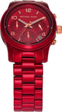 Michael Kors Runway Analog Chronograph Red Dial Red Steel Strap Watch for Women - MK7436