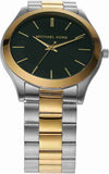 Michael Kors Slim Runway Quartz Green Dial Two Tone Steel Strap Watch for Women - MK9149