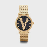 Versace Virtus Quartz Black Dial Gold Steel Strap Watch for Women - VEHC00619