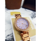 Michael Kors Parker Purple Dial Rose Gold Steel Strap Watch for Women - MK6169