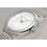 Calvin Klein Minimal White Dial Silver Mesh Bracelet Watch for Women - K3M23126