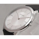 Calvin Klein Minimalist White Dial Black Leather Strap Watch for Men - K3M211C6