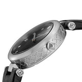 Gucci Diamantissima Diamonds Black Dial Black Leather Strap Watch For Women - YA141403