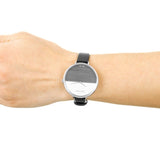 Calvin Klein Rise White Grey Dial Black Leather Strap Watch for Women - K7A231C3