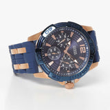 Guess Oasis Blue Dial Blue & Rose Gold Stainless Steel Strap Watch For Men - W0366G4