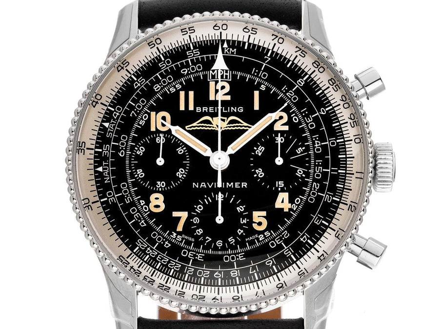 Breitling Navitimer Ref. 806 1959 Re-Edition Black Dial Brown Leather Strap Watch for Men - AB0910371B1X1