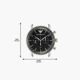 Emporio Armani Aviator Chronograph Black Dial Black Leather Strap Watch For Men - AR11143