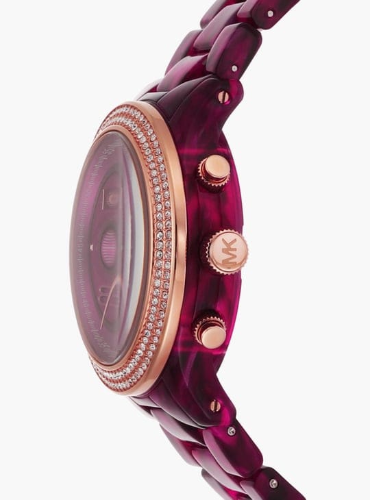Michael Kors Runway Chronograph Red Dial Red Steel Strap Watch for Women - MK7425