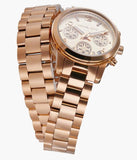 Michael Kors Runway Chronograph Analog Rose Gold Dial Rose Gold Steel Strap Watch for Women - MK7453